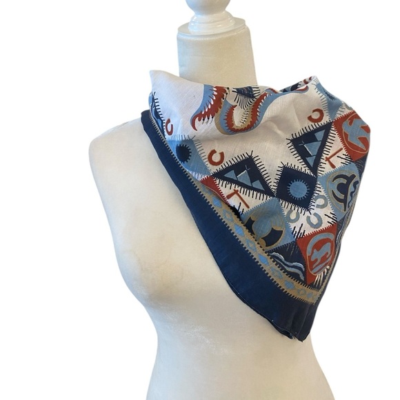 Vintage Aztec Southwestern Cotton Blend Native American Print Bandana Scarf - Picture 1 of 7